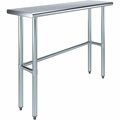 Amgood 14 in. x 48 in. Open Base Stainless Steel Metal Table WT-1448-RCB-Z